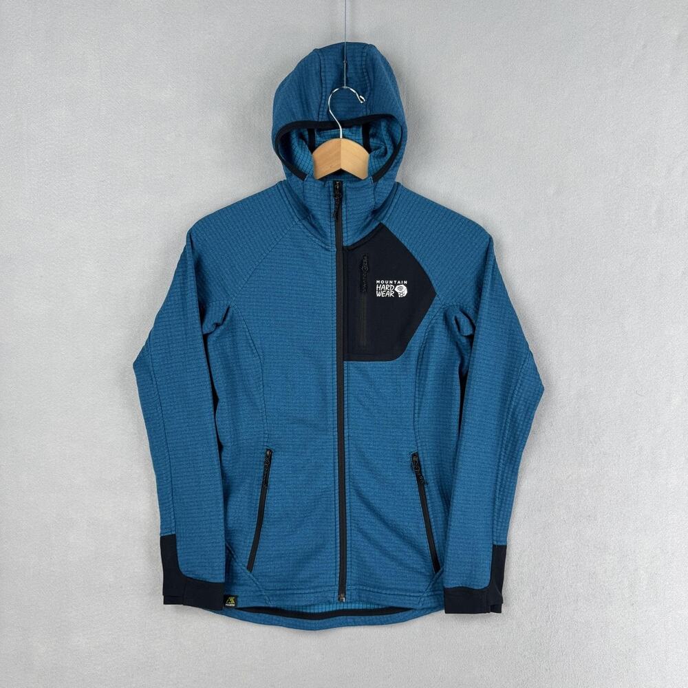 Mountain Hardwear Jacket Womens XS Blue Polartec Power Grid Fleece Hoody Zip Up